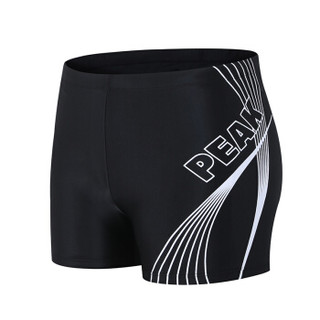 匹克（PEAK）泳裤男士专业抗氯舒适平角速干不贴身温泉度假游泳裤 YS00102 黑白 L