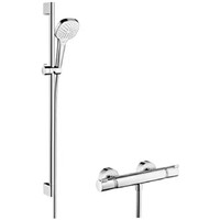 Hansgrohe 汉斯格雅 Croma柯洛玛 Select E 淋浴系统 单速 节水型9L 带升降杆90cm 白色/镀铬
