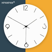 HPANPAN钟表挂钟客厅创意北欧式清新时钟石英钟 12寸白色无框 *3件