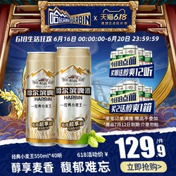 哈尔滨啤酒经典小麦王550ml*40听 整箱装量贩装促销 *2件+凑单品