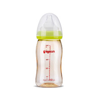 Pigeon/日本贝亲 宽口径PPSU奶瓶 婴儿塑料奶瓶 母乳实感 240ml M号 绿色 (配送奶嘴）