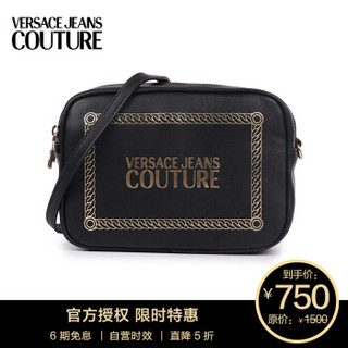 VERSACE JEANS COUTURE 范思哲 奢侈品 女士黑色聚酯纤维金色LOGO单肩斜挎包 E1VUBBT7 40329 M27 *2件