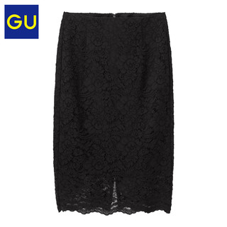 GU极优女装蕾丝紧身裙2020春季新款商务通勤气质包臀半身裙321006
