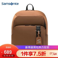 Samsonite/新秀丽双肩包男士14寸电脑包简约时尚 TM0 黄棕色