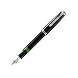 德国百利金pelikan M805 钢笔黑色 18K金笔签字笔 墨水笔 黑杆白夹 EF
