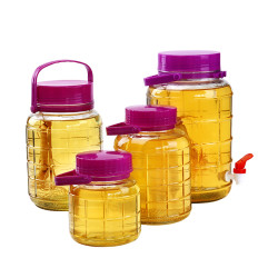 家用20斤人参泡酒瓶酵素桶密封罐玻璃瓶专用桶酒坛带龙头泡菜坛子16件