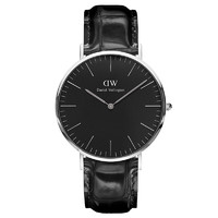 Daniel Wellington 丹尼尔惠灵顿 男士石英表 40mm银色边真皮表带