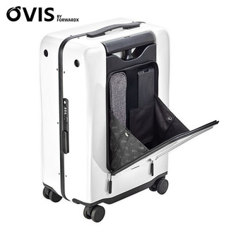 灵动科技OVIS智能视觉侧面自动跟随行李箱 可遥控拍照旅行箱 自主避障拉杆箱20寸电动登机箱 亮面新星白