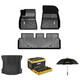 3W特斯拉model3专车专用标准套餐全TPE汽车脚垫+专用后备箱垫子+3w收纳箱+3W雨伞
