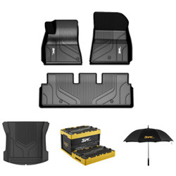 3W特斯拉model3专车专用标准套餐全TPE汽车脚垫+专用后备箱垫子+3w收纳箱+3W雨伞