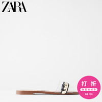 ZARA 新款 TRF 女鞋 金色金属细节平底凉鞋 13866510091