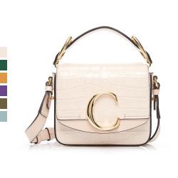 chloe/蔻依多色chloe c牛皮包包女金属logo单肩包斜挎手提包女包