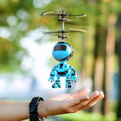 感应飞行器 无人机新奇个性创意飞行玩具 遥控飞机机器人智能充电灯光玩具 机器人飞行器