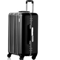 舒提啦抗摔旅行箱铝框拉杆箱24英寸男女静音万向轮登机箱大容量行李箱硬箱子 碳晶黑