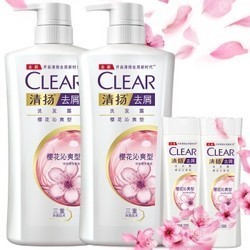 清扬（CLEAR）去屑洗发水 净爽头皮护理清樱花露香水润型720G*2 100G*2