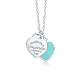 Tiffany&Co. 蒂芙尼 27125107 蓝色珐琅双心S925银项链
