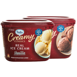 Bulla 桶装鲜奶冰淇淋 澳大利亚原装进口网红冰激凌2L大桶装 2L*2盒 *2件