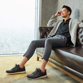 SKECHERS 斯凯奇 男士低帮平跟系带孟克鞋66439  黑色/BLK