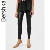 Bershka女士 新款黑色打底显瘦高腰铅笔裤紧身皮裤 05224666800