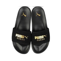 PUMA 彪马 Puma Leadcat 拖鞋 37227701 黑白/金标 35.5