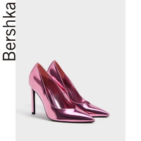 Bershka女鞋2020春季新款粉色浅口尖头细跟高跟单鞋 11314560050