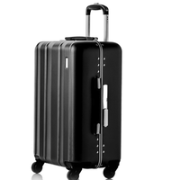 舒提啦抗摔旅行箱铝框拉杆箱22英寸男女静音万向轮登机箱大容量行李箱硬箱子 碳晶黑
