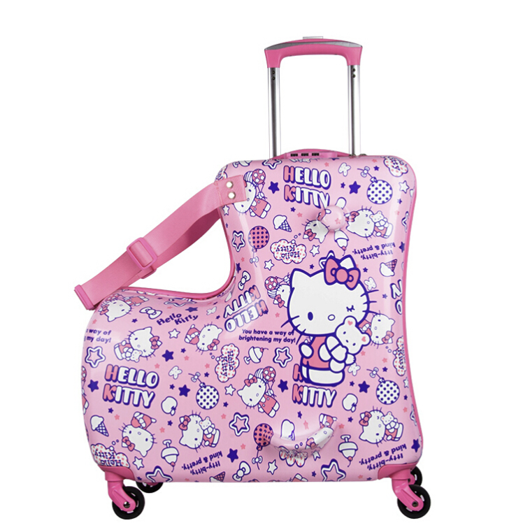 儿童节礼物凯蒂猫 HelloKitty儿童拉杆箱女公主卡通女孩骑行可坐木马拉网红抖音可爱女童行李箱20英寸小学生旅行箱