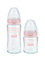 NUK 新生儿 宽口径玻璃奶瓶 防胀气240ml+120ml