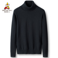 Mexican 稻草人 M204 男士修身高领纯色毛衫 黑色 M