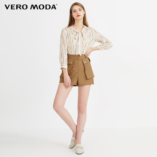 Vero Moda2020春夏新款通勤风系带领印花雪纺衬衫女|320231542
