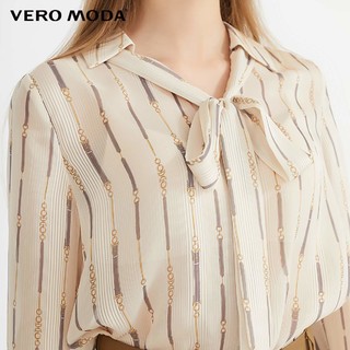 Vero Moda2020春夏新款通勤风系带领印花雪纺衬衫女|320231542