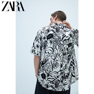 ZARA【打折】 男装 撞色印花短袖衬衣夏威夷衬衫 06917404250