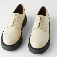 ZARA 裸色平底德比鞋 12538510002