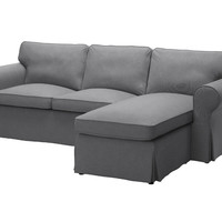 EKTORP 爱克托 三人沙发 - Nordvalla 诺瓦拉 带贵妃椅, 诺瓦拉 深灰色 - IKEA