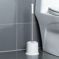汉世刘家 马桶刷套装厕所刷不积水带底座洁厕清洁刷家用长柄去死角软毛洗厕所刷子卫生间无死角 白色