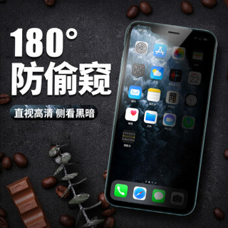 美国0度 苹果iPhone11Promax/Xs max钢化膜手机膜 防窥防偷看护眼屏保防指纹抗蓝光高清防爆贴膜【防窥版】