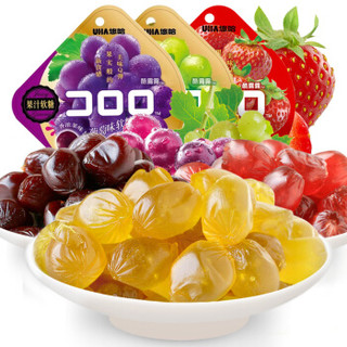 悠哈（UHA）网红零食 果汁软糖 葡萄/白葡萄/草莓味糖果 组合装 52g*3 *10件