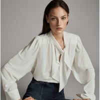 限尺码：Massimo Dutti 06806509251 女装结饰长袖衬衫