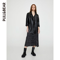 PULL&BEAR 皮衣女外套春季新款黑色人造皮革大衣帅气酷 05713347