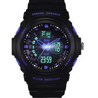 正港（ZGO）手表男学生电子表青少年男款防水夜光双显户外运动表 深海蓝316