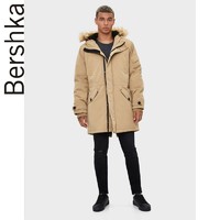 Bershka男士 工装休闲卡其色派克大衣棉服外套棉衣 06529564742