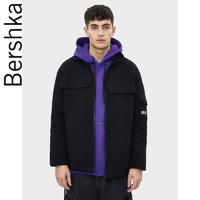 Bershka男士2020春季新款黑色潮流印花夹克工装外套男01313777800