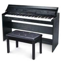 博仕德 88键电钢琴初学推荐 力度键-木纹黑(双人凳+礼包)