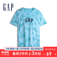 Gap男装时尚LOGO短袖T恤夏季550337 2020新款复古扎染男士上衣潮