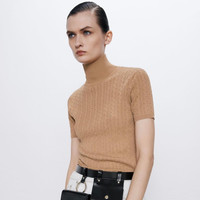 ZARA 06254006704 女士人造珍珠纽扣纹理针织衫