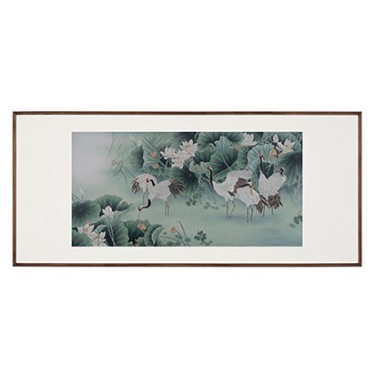 铜师傅 《荷塘瑞鹤》装饰铜雕画 180*80cm 单幅