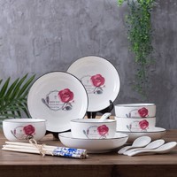 京东PLUS会员、移动专享：應州東進 陶瓷碗碟套装 16件套