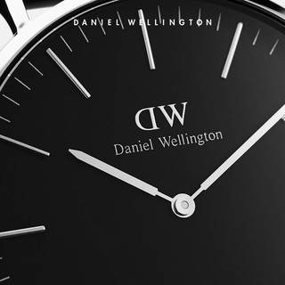 Daniel Wellington 男士石英表 40mm银色边真皮表带