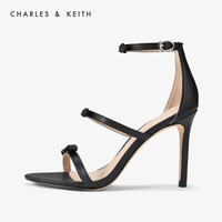 CHARLES＆KEITH凉鞋CK1-60360968蝴蝶结露趾细高跟凉鞋 黑色 34