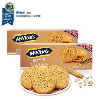 京东PLUS会员：麦维他（Mcvitie's）高纤全麦粗粮消化饼干 400g*2 *6件